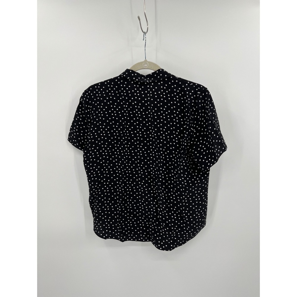 AYR Pool Boy Polka Dot Silk Blend Short Sleeve Button Down Shirt Black Large - Picture 5 of 8